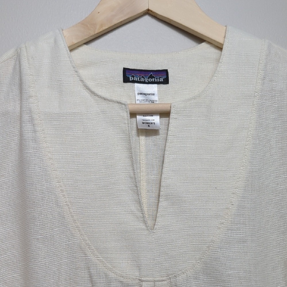 Patagonia Hempress Tunic Top Blouse Hemp Off‎ White Women's 8 Lightweight Sheer - Picture 10 of 15